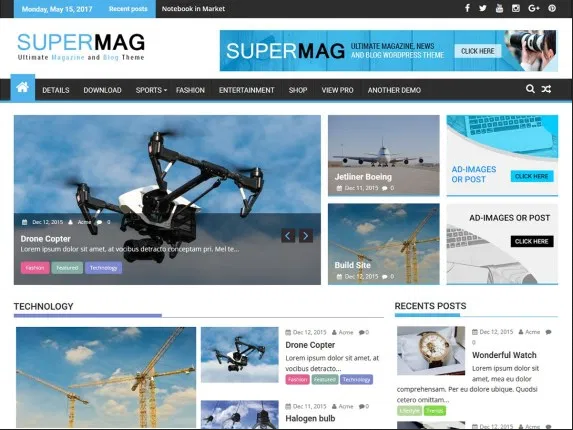 SuperMag free WordPress theme