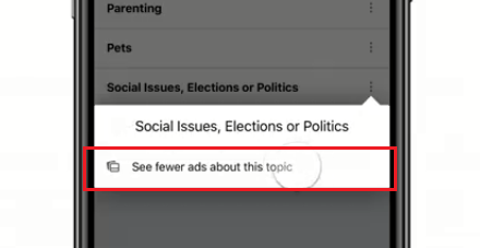 see fewer ads on topic
