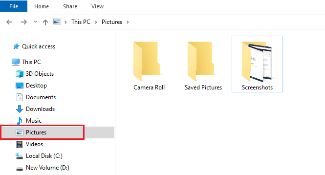 Save screenshots automatically in Windows 10